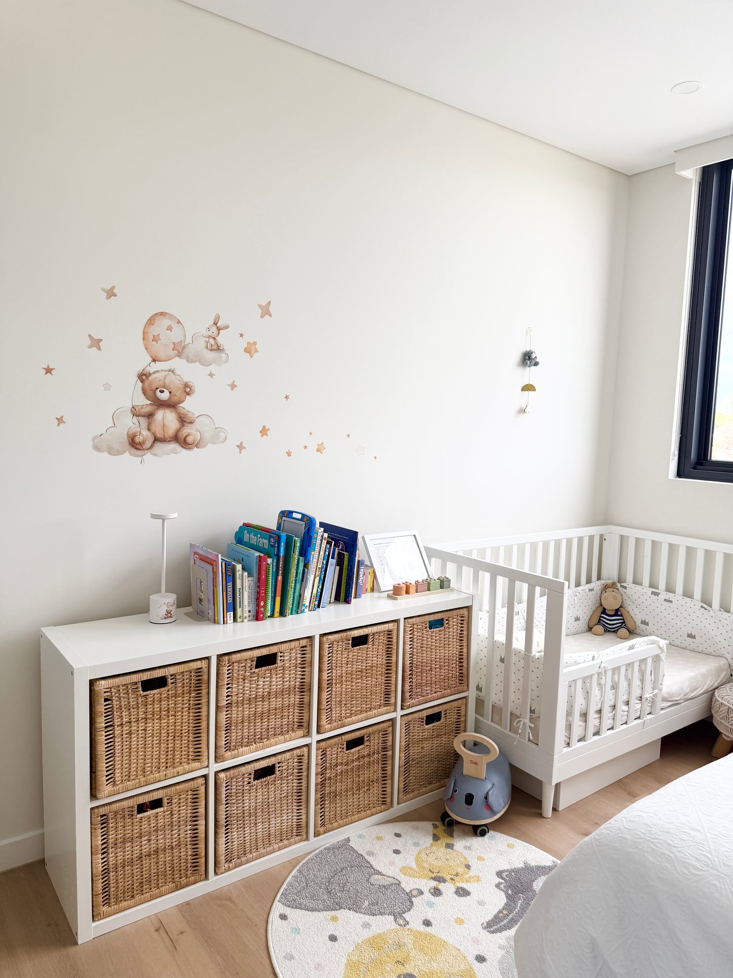 Grey Teddy with Bow | Neutral Baby Gift Australia