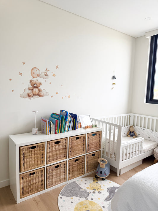 Grey Teddy with Bow | Neutral Baby Gift Australia