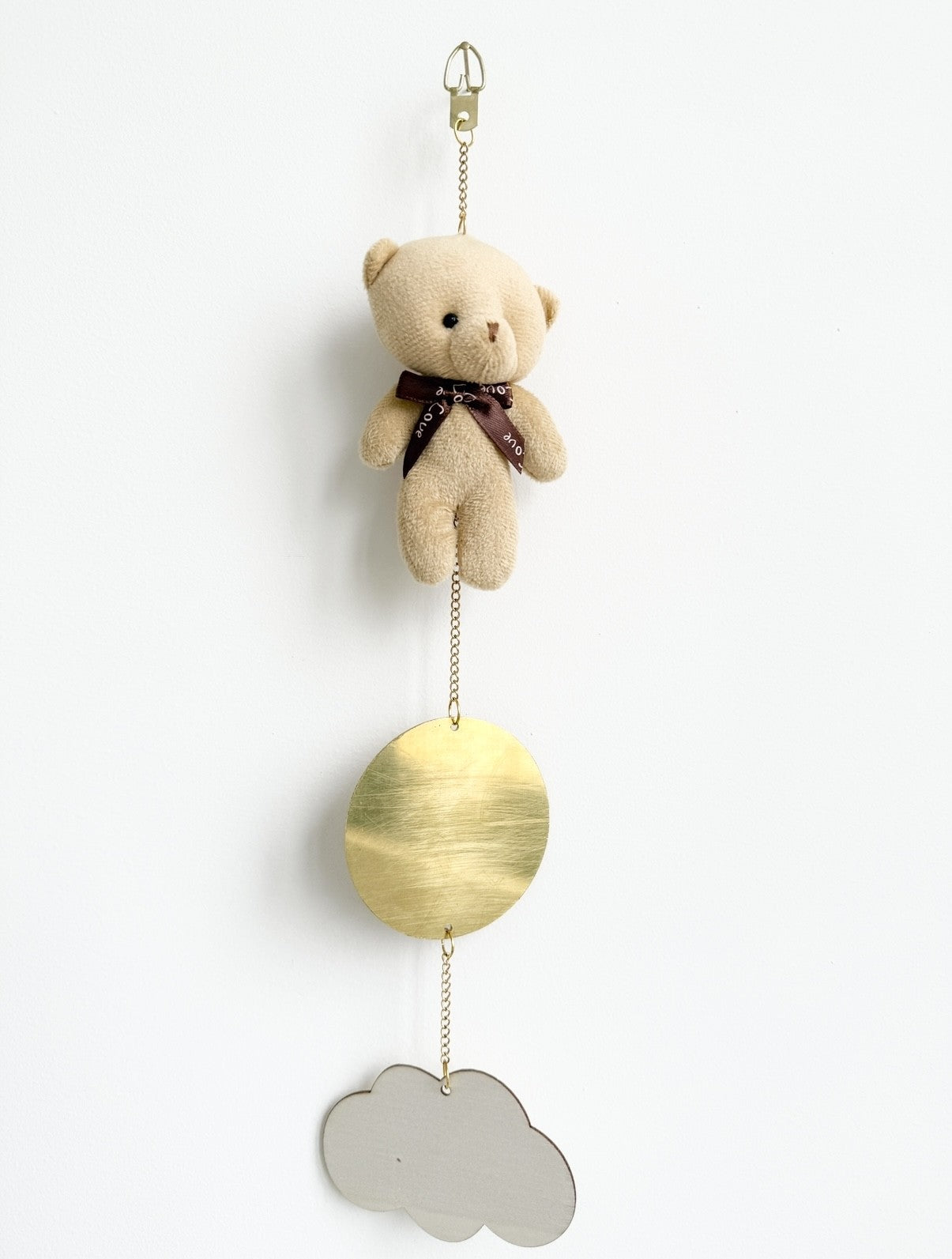 Neutral teddy plush love bow baby room decor