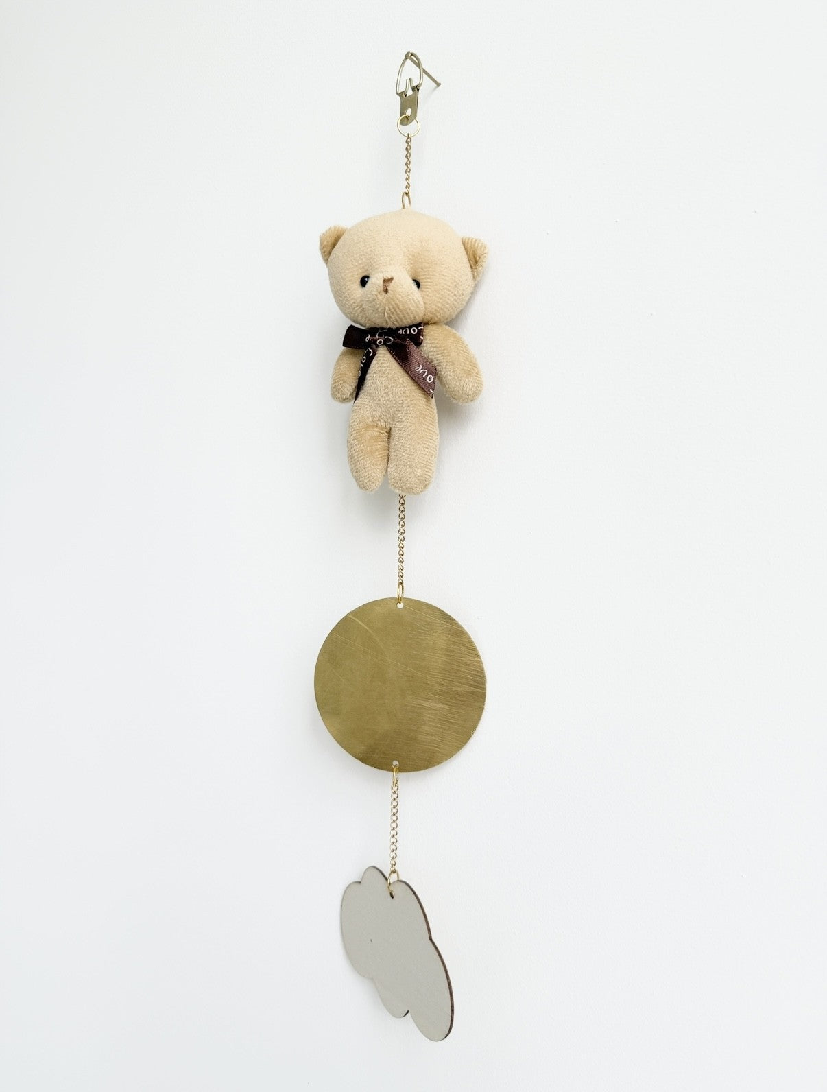 Beige teddy love bow nursery decor soft toy