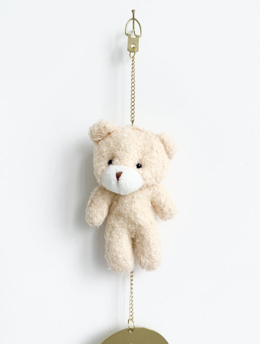 Beige bear with bow neutral baby gift handmade Australia