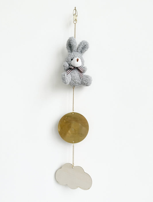 Grey rabbit plush neutral baby gift handmade Australia”