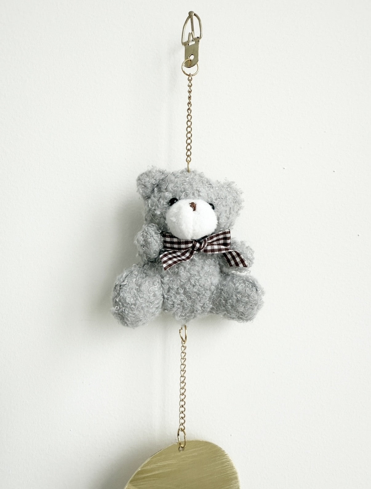 Grey teddy with bow neutral baby gift handmade Australia