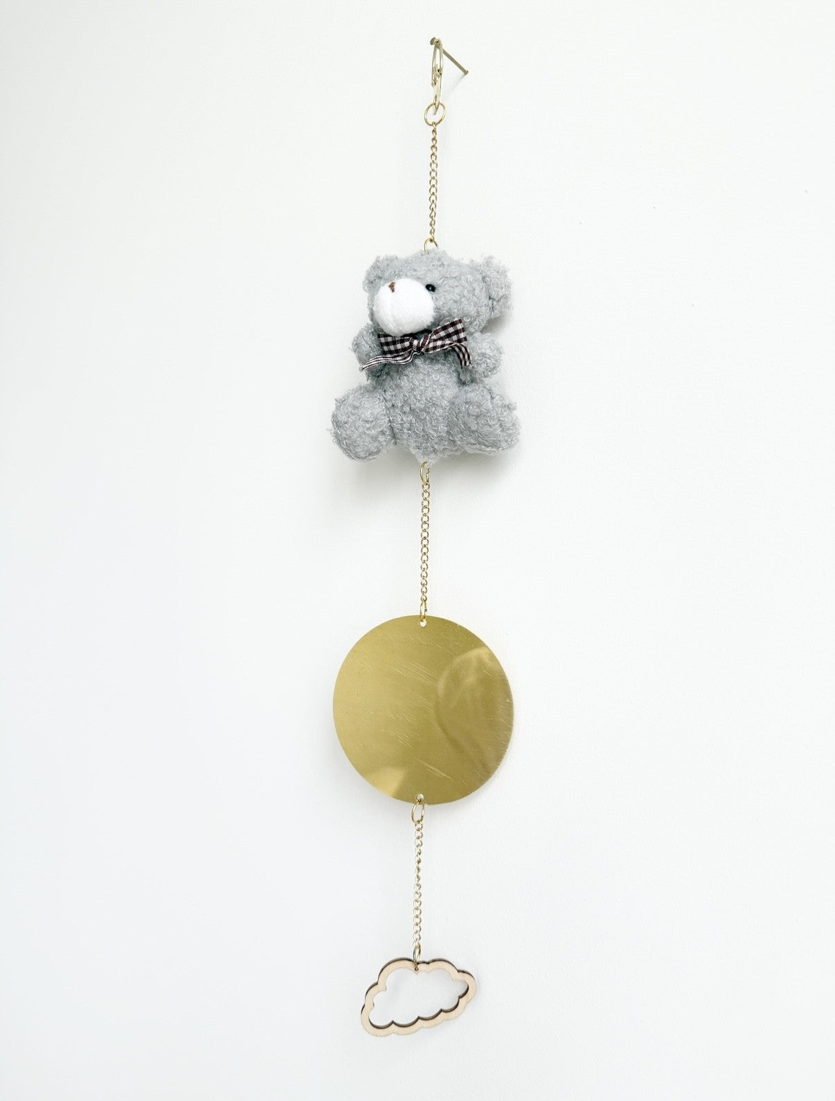 Handmade grey teddy with bow keepsake baby gift