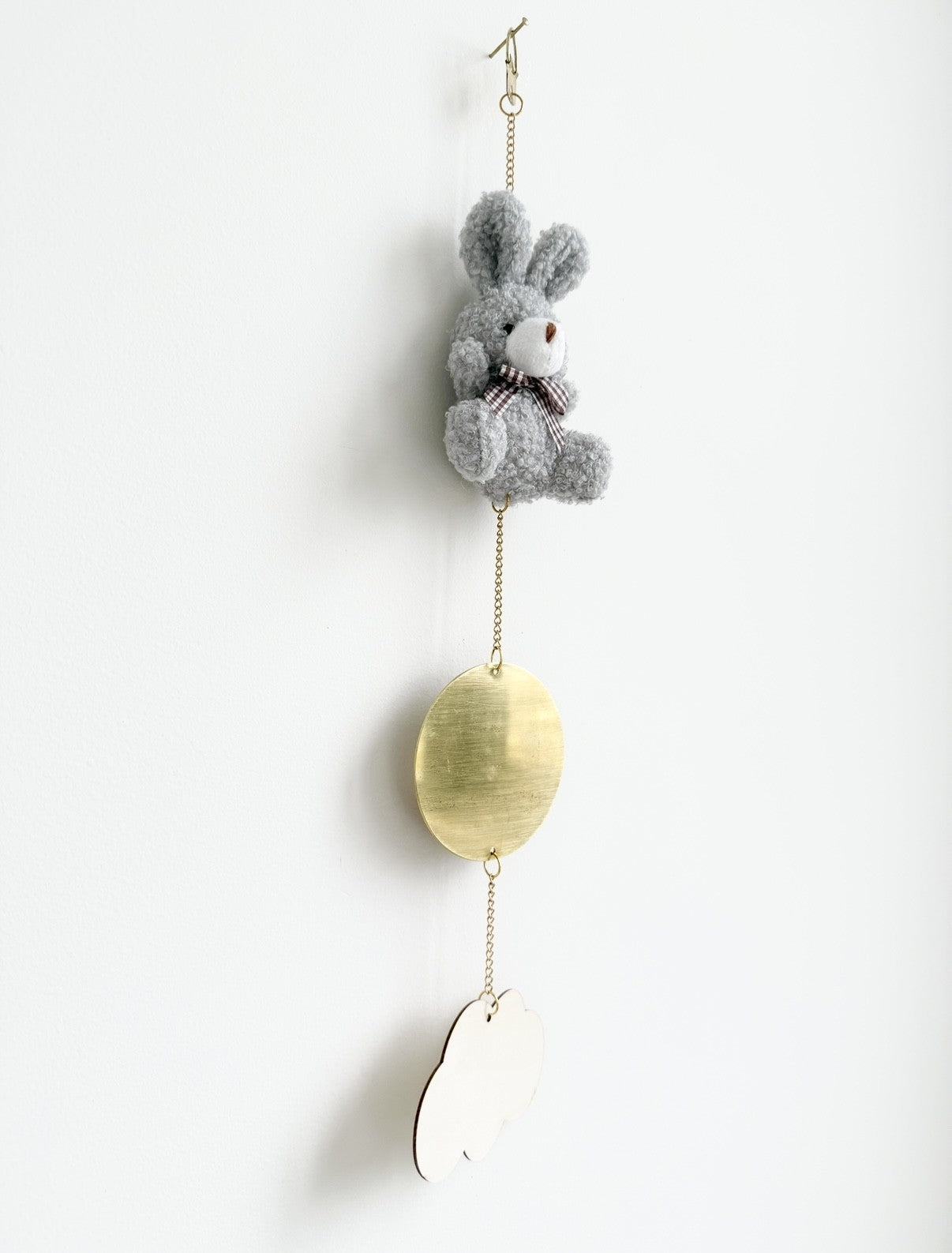 Handmade grey rabbit plush newborn keepsake gift