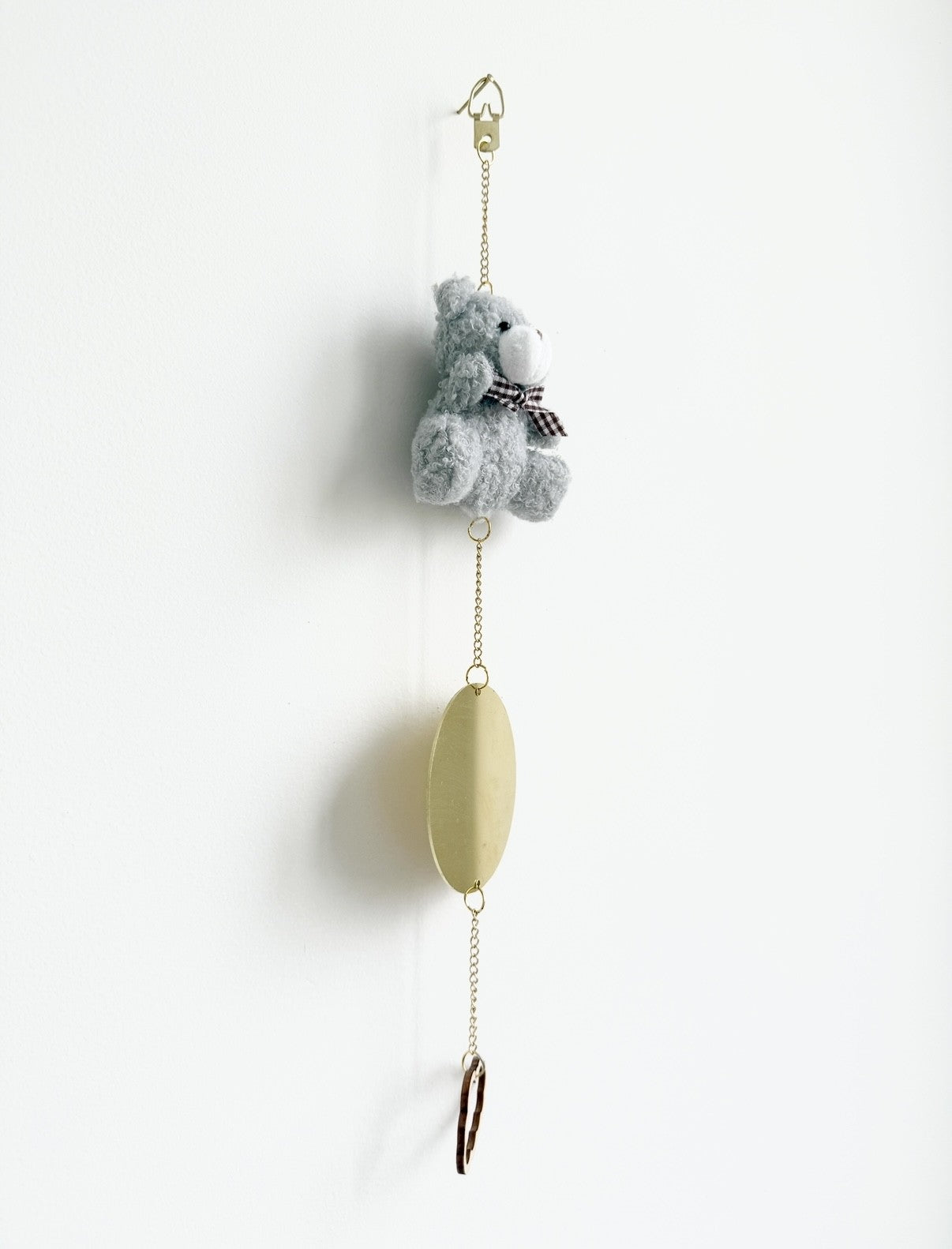 Grey teddy bow plush baby shower gift nursery deco