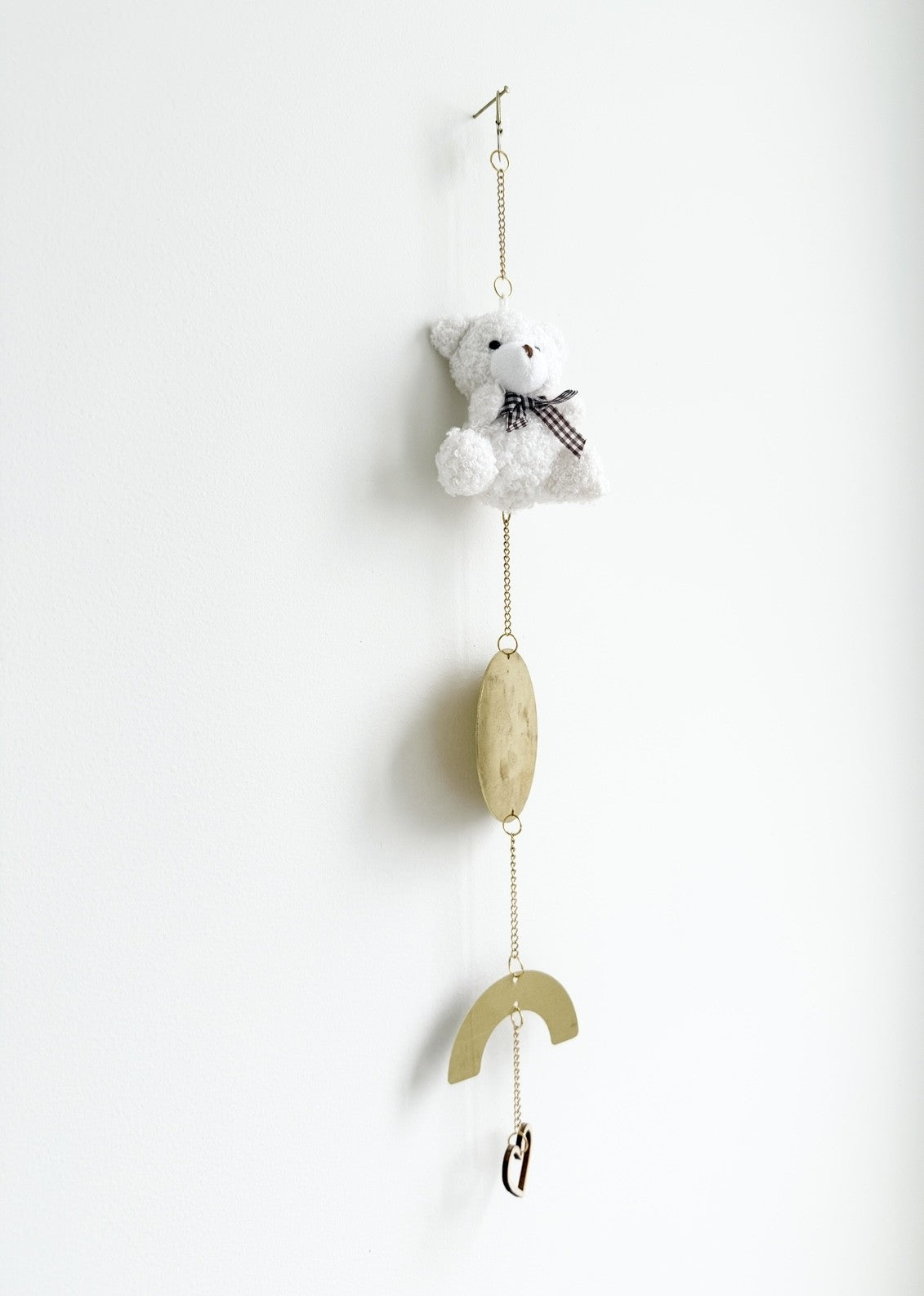 White bear plush with bow baby room decor